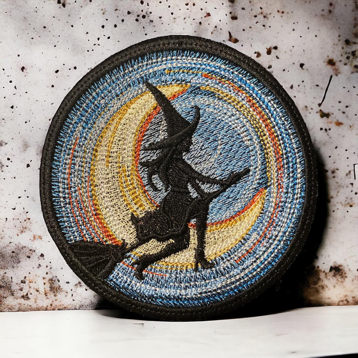 Starry Night Witch Embroidered Patch – 3.9"