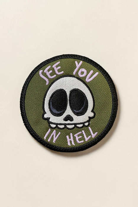 See You In Hell Skull Embroidered Patch – 3" or 4"