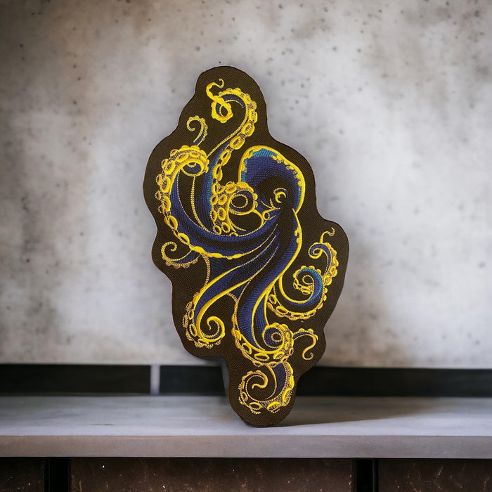 Gilded Ocean Octopus Embroidered Patch – Multiple Sizes