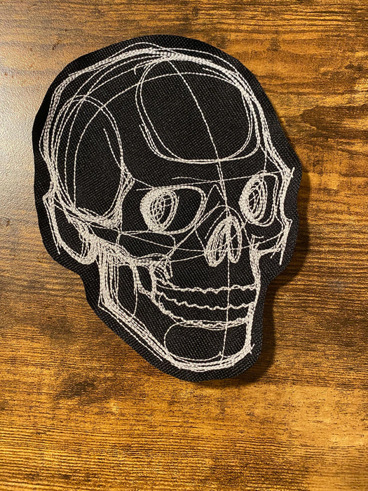 Sketchwork Skull Patch – Minimalist Embroidered Skull Design