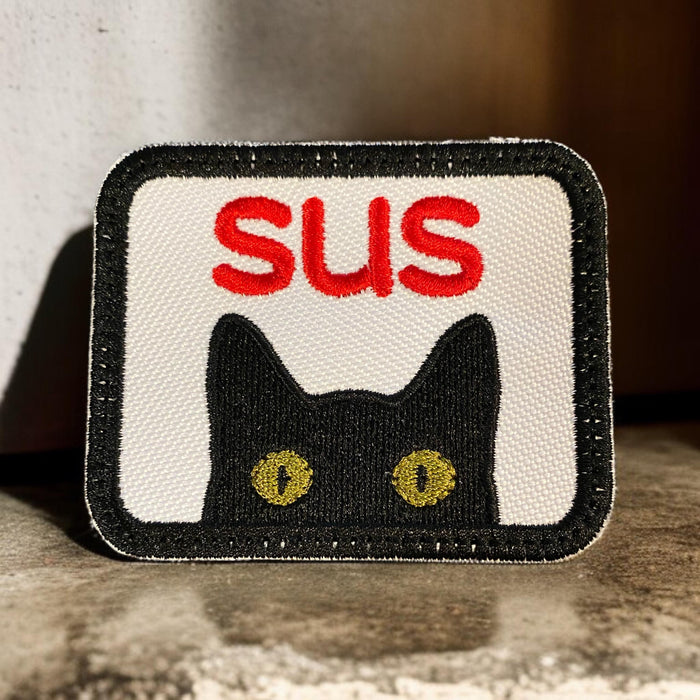 SUS Cat Embroidered Meme Patch – 3 or 4 Inch