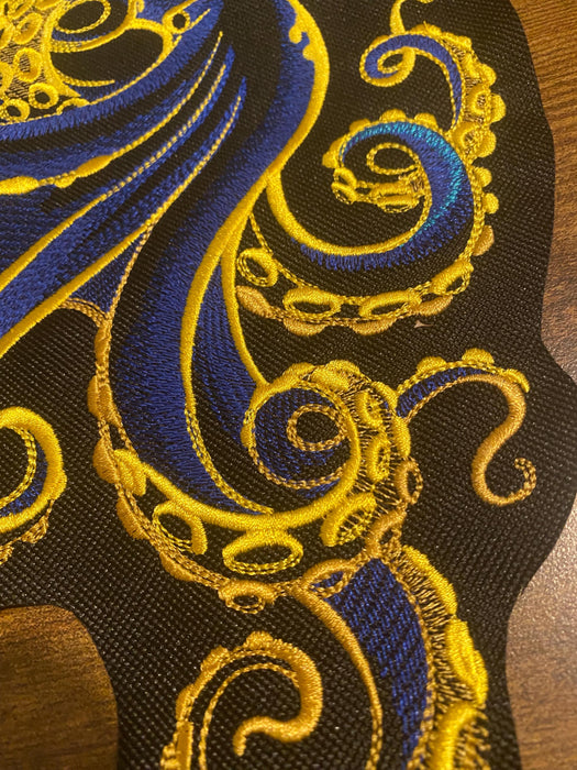 Gilded Ocean Octopus Embroidered Patch – Multiple Sizes