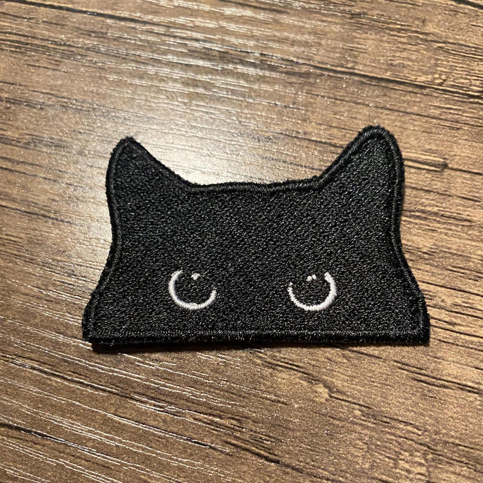 Cat Peeking Embroidered Patch – Sizes 2.25" to 8"