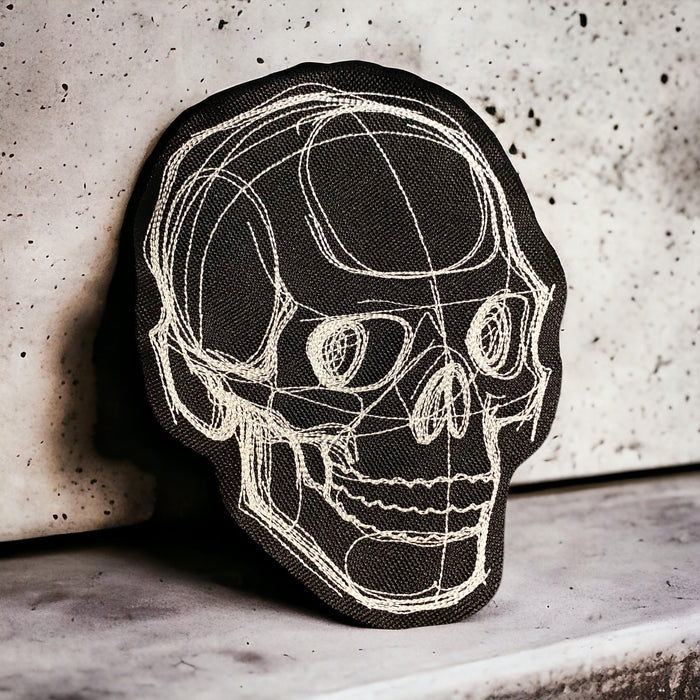 Sketchwork Skull Patch – Minimalist Embroidered Skull Design